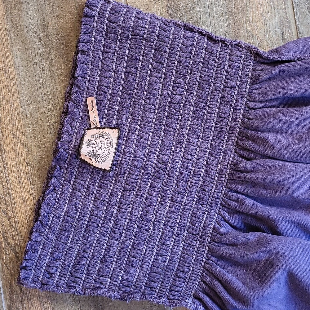 Rare Juicy Couture Purple Terry Cloth Ruffle Hem Pocket Detail Mini Dress, 0 - Picture 15 of 15